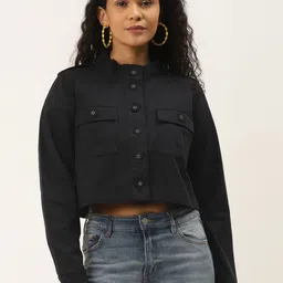 Off Label Women Black Solid Lightweight Crop Tailored Jacket-picture-22