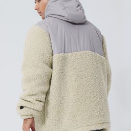 boohooMAN Color-blocked Hooded Sherpa Jacket With Zip Pockets image 2