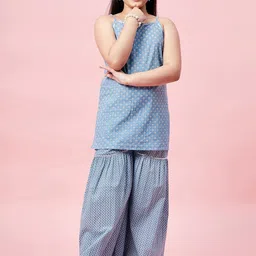 Stylo Bug Girls Ethnic Motifs Printed Gotta Patti Pure Cotton Kurta With Sharara-image-95