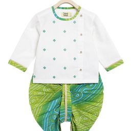Tiber Taber Boys Ethnic Motifs Embroidered Thread Work Pure Cotton Kurta With Dhoti Pants-picture-16