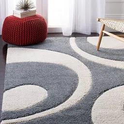 AaHo Decor Grey and Off-White Soft Woolen Rug Carpet-47