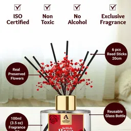 The Aroma Factory Transparent & Red British Rose Reed Aroma Oil Diffusers 100 ml image 2