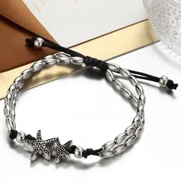 OOMPH Silver-Plated Star Beads Detail Anklet-58