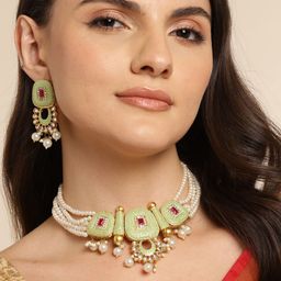 Anouk Women Gold-Plated Kundan Necklace Set-52