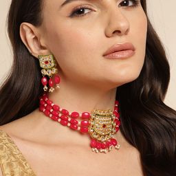 Anouk Women Gold-Plated Kundan Necklace Set-19