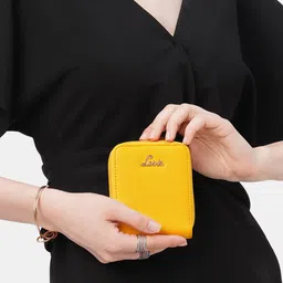 Lavie Rally Pro Mustard Yellow Solid Zip Around Wallet-25