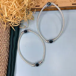 ABDESIGNS Set of 2 Silver-Plated Evil Eye Beaded Anklets-8
