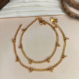 ABDESIGNS Set Of 2 Gold Plated Beaded Anklets-picture-40