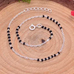 Abhooshan 92.5 Sterling Silver Beaded & Chain Anklet-picture-18