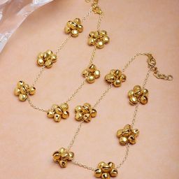 DUGRISTYLE Sterling Silver Gold-Plated Beaded Adjustable Anklet-image-10