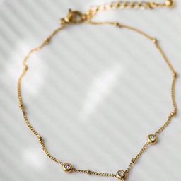 Fashion Frill Gold-Plated CZ Studded Heart Design Chain Anklet-23