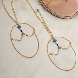 BeAbhika Set Of 2 Gold-Plated Heel Wrap Anklets-image-63