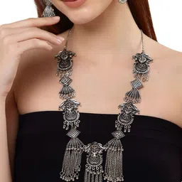 Shining Diva Silver-Plated Oxidised Jewellery Set-29