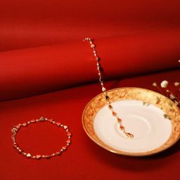 VIRAASI Set Of 2 Gold Plated Beaded Heart Shaped Detail Anklets-image-37