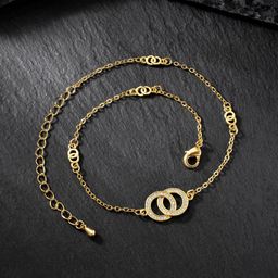 Peora Gold-Plated CZ Studded Anklet-image-38