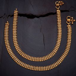 Kushal's Fashion Jewellery Set of 2 Gold Plated Anklet-image-22