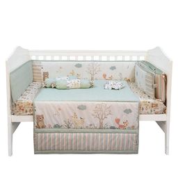 abracadabra Infants pack of 6 Cream- & Green Printed Baby Bed Set-14
