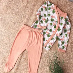 MiArcus Peach Coloured Flamingo Print Full Sleeve Bambino Set-picture-58