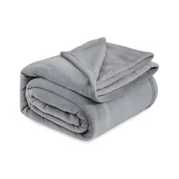 bsb home Grey Fleece AC Room 300 GSM Double Bed Blanket-62