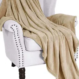 VAS COLLECTIONS Beige Fleece 300 GSM Single Bed Blanket-14
