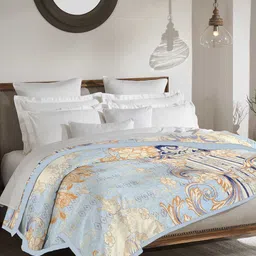 MYTRIDENT Blue Microfiber Ethnic Print Double Bed Blanket-1