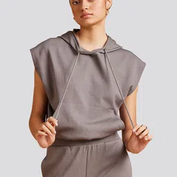 Muvazo Cotton blend Hoody Top With Joggers Co-Ords Set-image-18