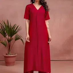 KASYA V-Neck Regular sleeves Pure Cotton Tunic With Trousers-picture-19