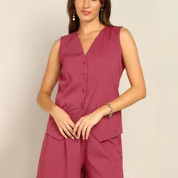 Fashfun V-Neck Sleeveless Casual Waistcoat With Shorts-picture-27