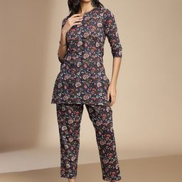 Shaily Floral Printed Round Neck Top with Trousers-image-19