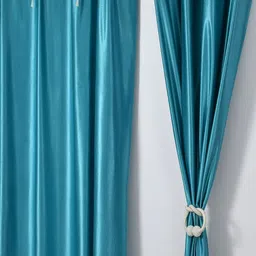 Aura Turquoise Blue & Cream-Coloured 2 Pieces Long Door Curtains-picture-7