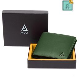 AVOLT Men Olive Green Leather Two Fold Wallet-17