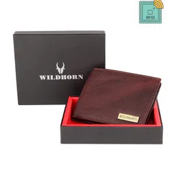 WildHorn Men Maroon Solid RFID Leather Two Fold Wallet-53