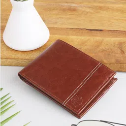 ZEVORA Men Woven Design Leather Two Fold Wallet-42
