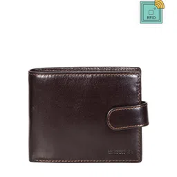 Sassora Men Brown Genuine Leather RFID Two Fold Wallet-image-11