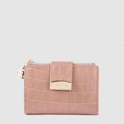 Lino Perros Women Peach-Coloured Croc Textured Two Fold Wallet-18
