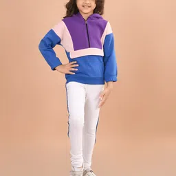 LilPicks Girls Colourblocked Hooded Neck Long Sleeve T-shirt With Legging-picture-31