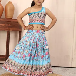 BAESD Girls Printed One Shoulder Ready to Wear Lehenga & Blouse-picture-16