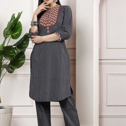 Nayam By Lakshita Yoke Design Regular Pure Cotton Straight Kurta with Palazzos-25