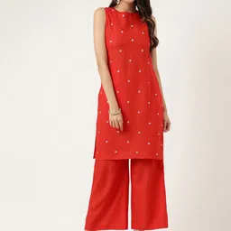 Cora Ethnic Motifs Embroidered Straight Kurta With Palazzos-52
