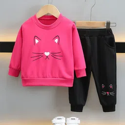 StyleCast Girls Fuchsia & Black Printed T-shirt with Trouser-image-10