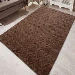 Saral Home Brown Self-Design Soft Microfiber Anti-Skid Carpet-image-38