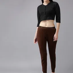Lux Cottswool Women Black & Brown Solid Thermal Set-image-44