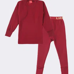 Lux Cottswool Boys Maroon Solid Thermal Set-image-9