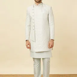Manyavar Self-Design Sherwani with Solid Pyjama-picture-23