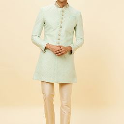 Manyavar Embroidered Mandarin Collar Sherwani Set-image-70