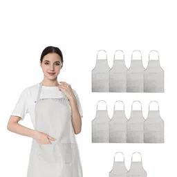 Lushomes White 10-Pieces Waterproof Apron With Pocket-47