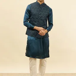Manyavar Brocade Regular Kurta with Pyjamas & Nehru Jacket-image-42