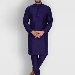 Enciger Men Blue Dupion Silk Kurta with Churidar-image-52
