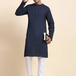 Enciger Round Neck Long Sleeves Pure Cotton Kurta with Pyjamas-picture-49