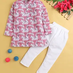 Jeetethnics Boys Geometric Print Mandarin Collar Regular Straight Kurta With Pyjamas-19